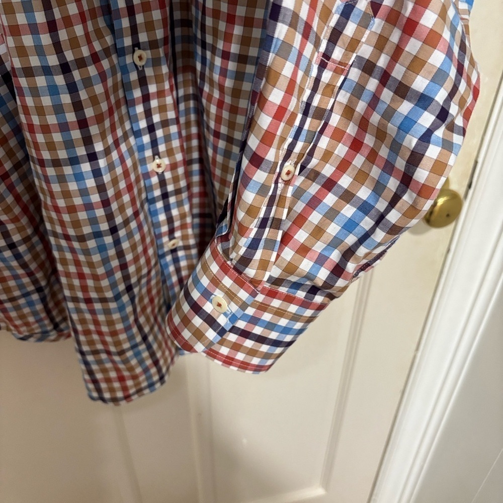 Peter Millar button down dress shirt multi-color check size XL 100% cotton - Picture 4 of 6